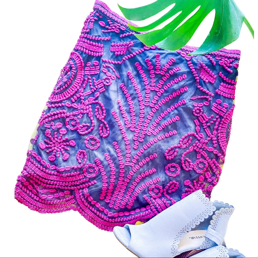 Vintage Style Embroidered Purple & Black Skirt